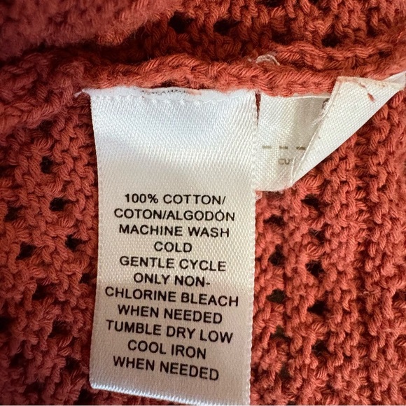 Loft Burnt Orange Crochet Knit Cotton Peplum Sleeveless Top Sz M Boho Coastal - Picture 8 of 8